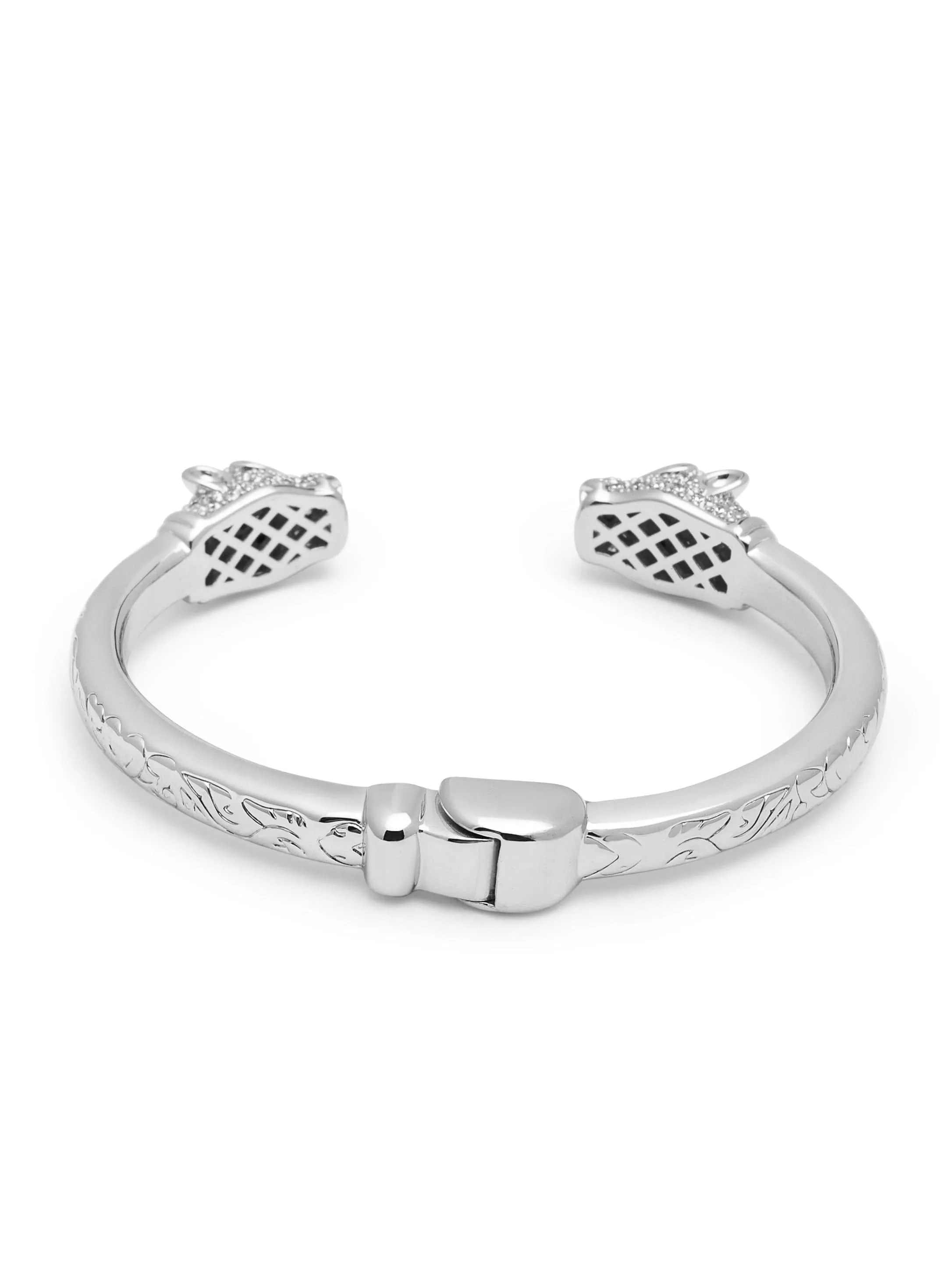 Men's Silver CZ Panther Bangle