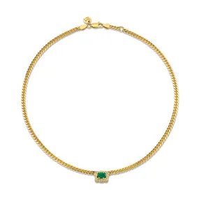 Micro Queen Emerald Cuban Choker Full Pave Halo