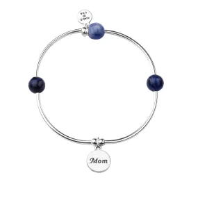 Mom | Soft Bangle Charm Bracelet | Sodalite