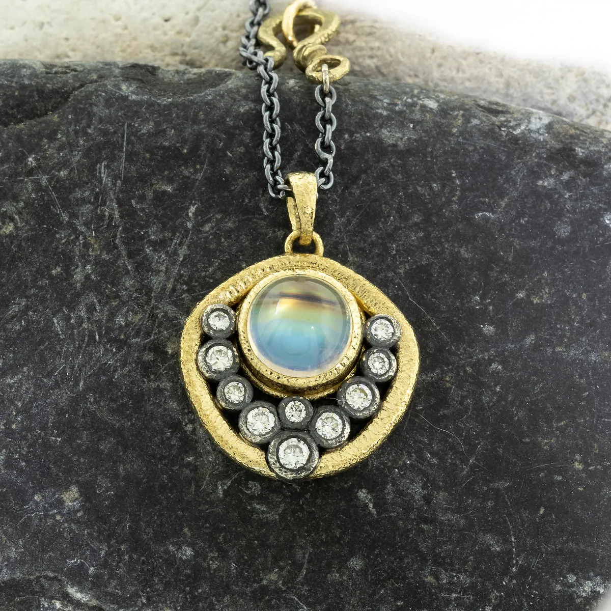 Moonstone Pendant with Diamonds