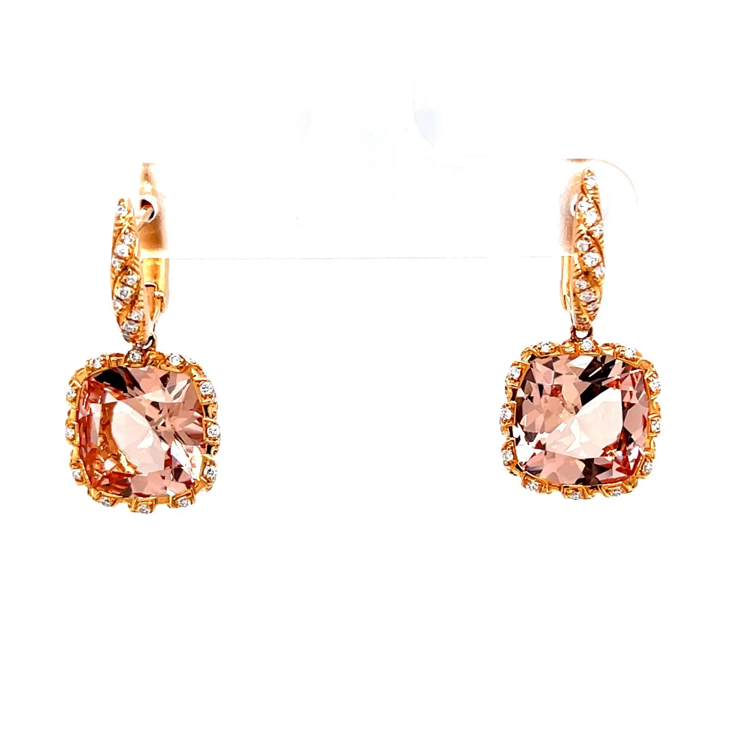 Morganite Diamond Drop Earrings