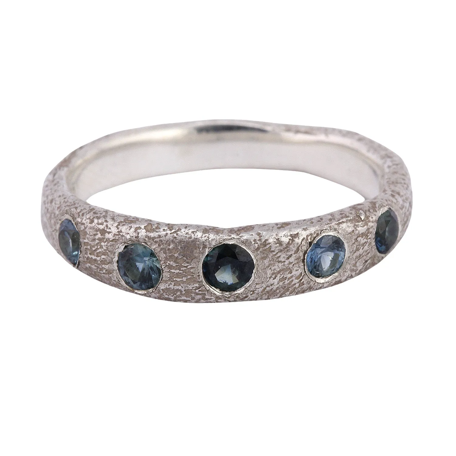 Narrow Molten Band with Gemstones