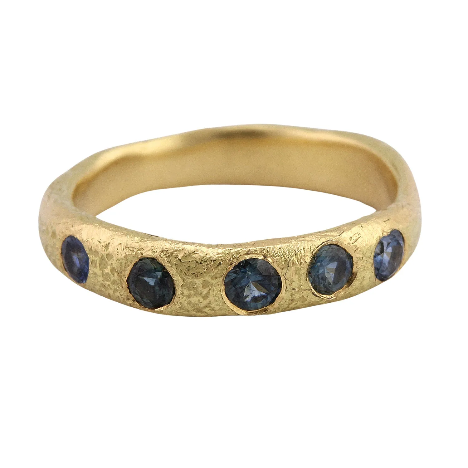 Narrow Molten Band with Gemstones