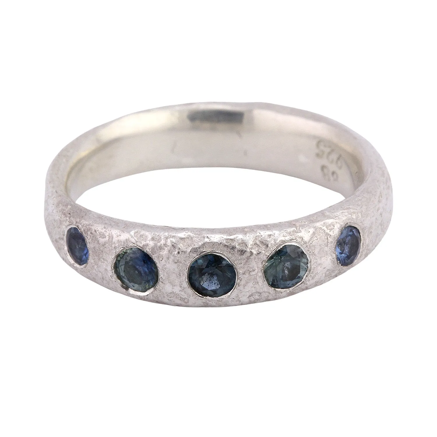 Narrow Molten Band with Gemstones