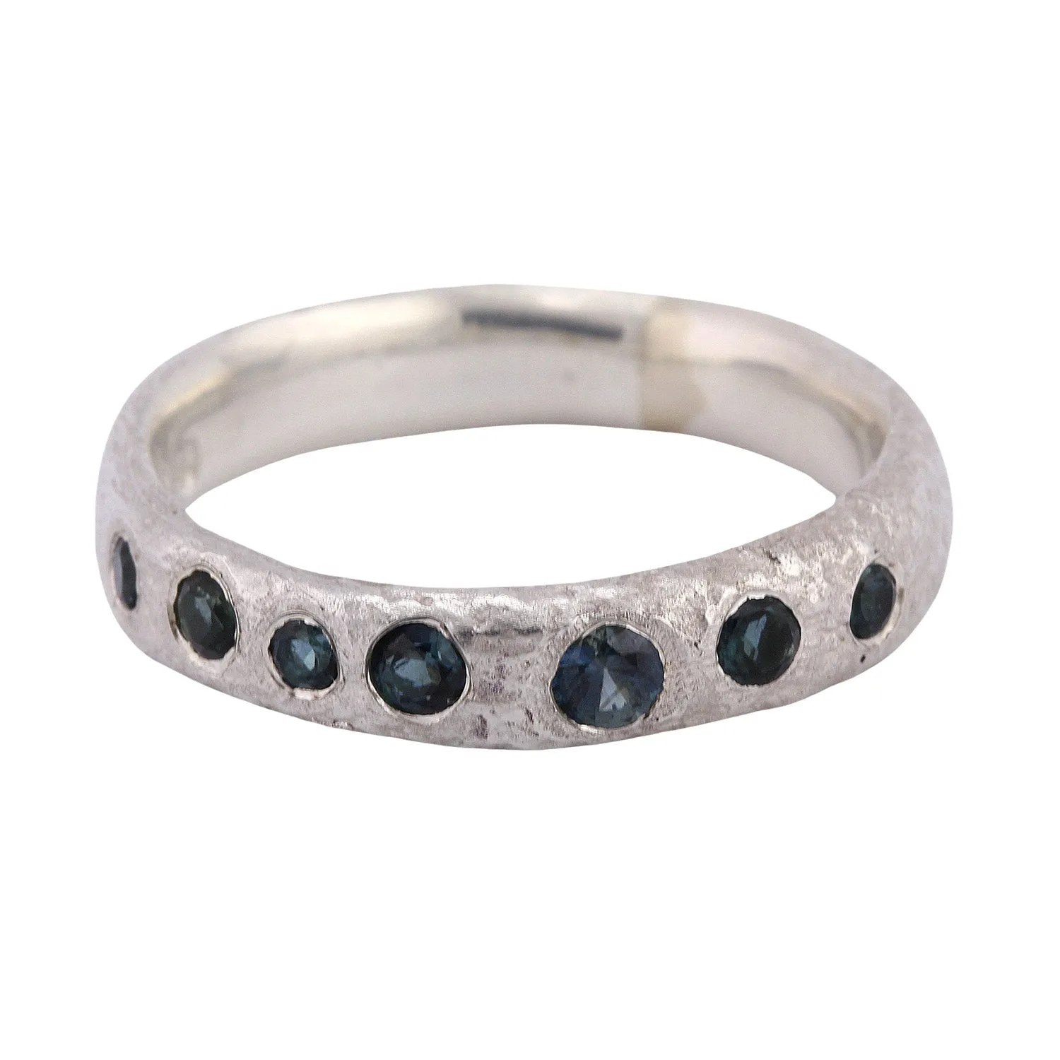 Narrow Molten Band with Gemstones