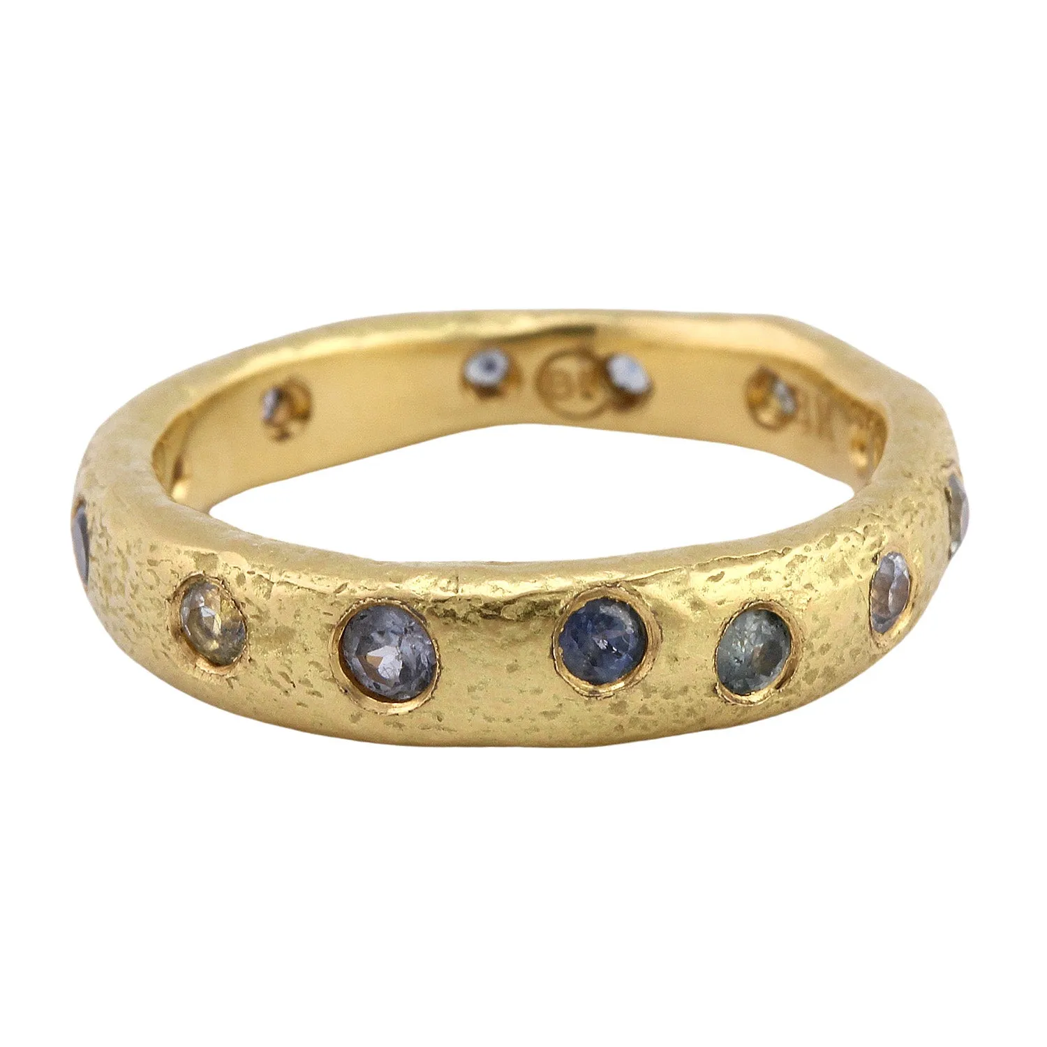 Narrow Molten Band with Gemstones