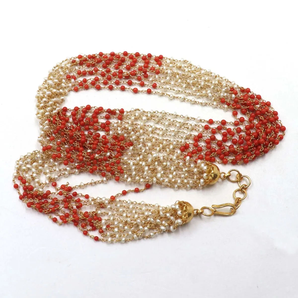 Natural Coral / Pearl Necklace Jewelry, Red Stone Necklace , Necklace in 925 Sterling Silver, Handmade Indian Necklace Bollywood jewelry