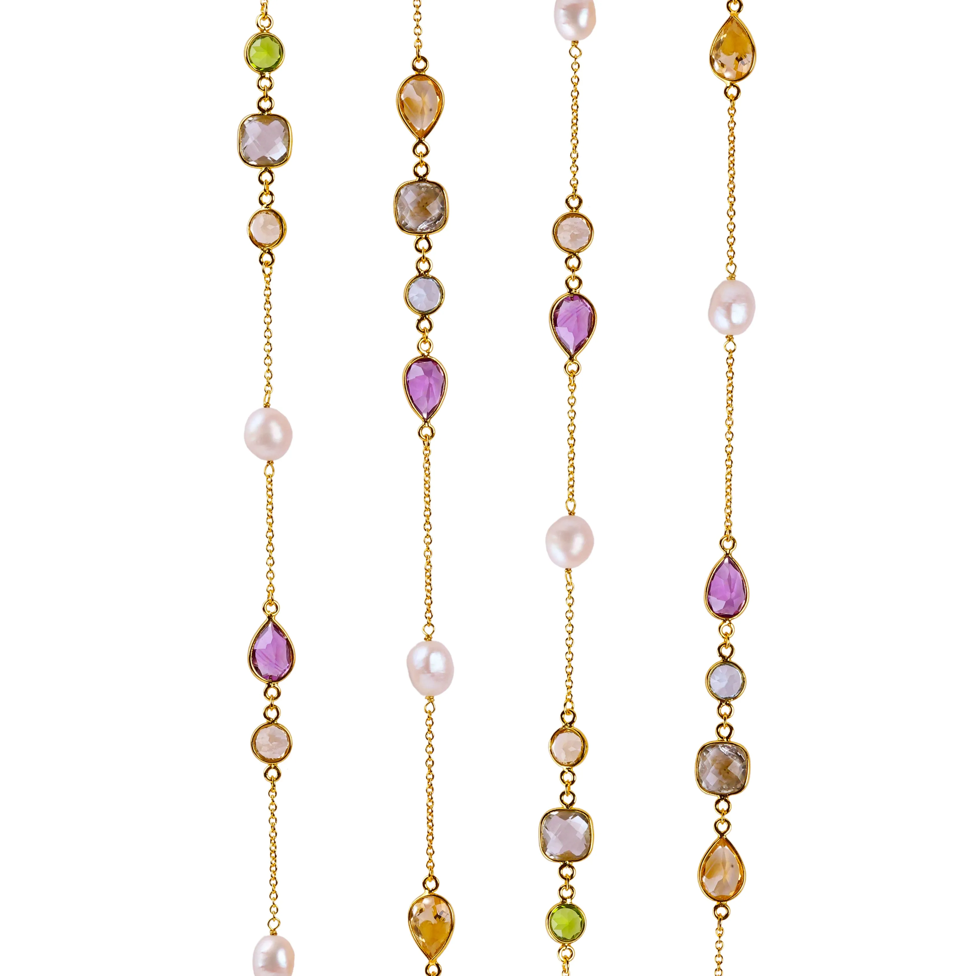 Necklace - Multi Gemstones with Pearls