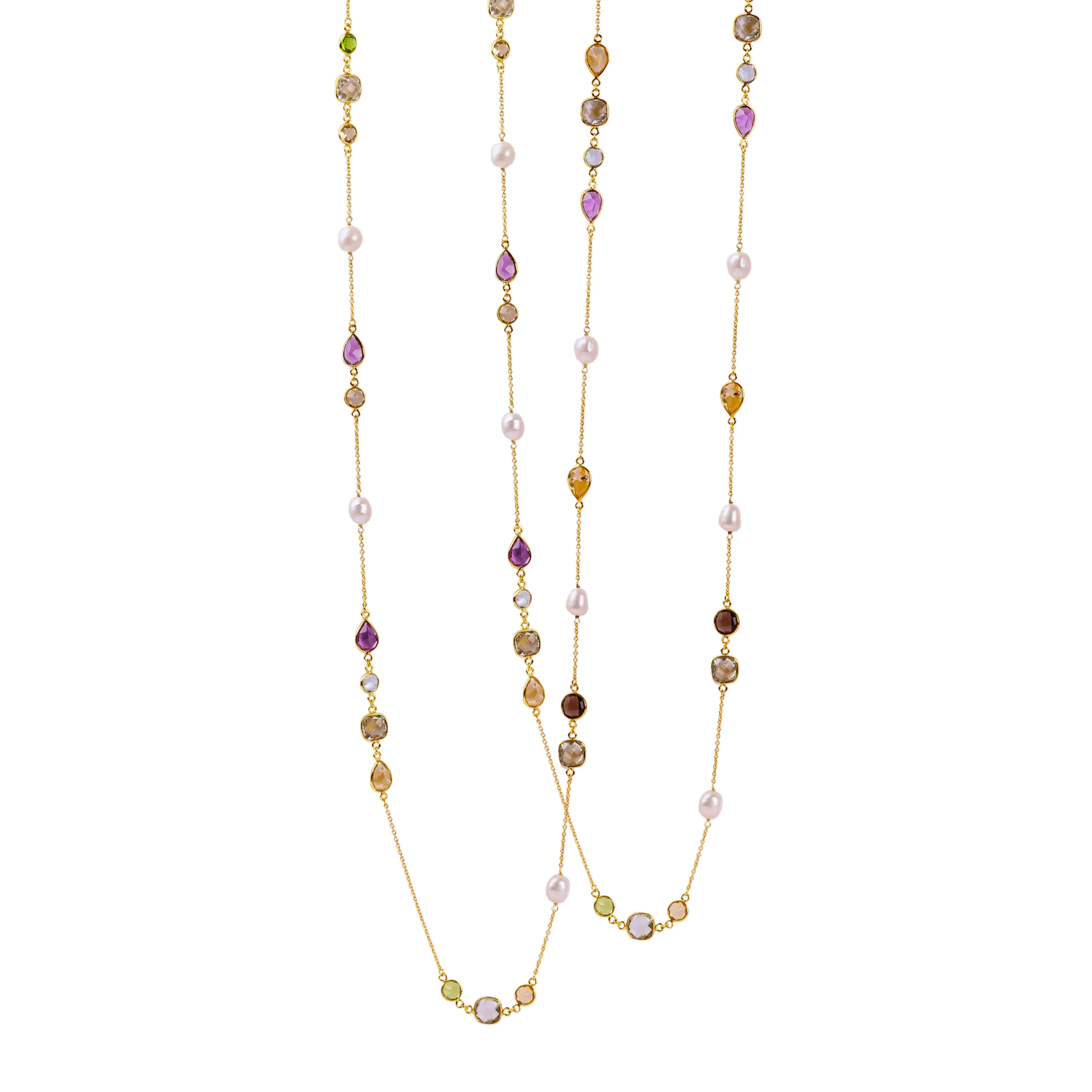 Necklace - Multi Gemstones with Pearls