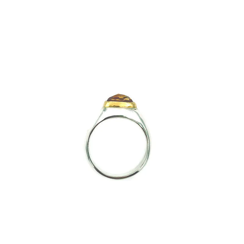 Oblong two toned bezel ring with citrine