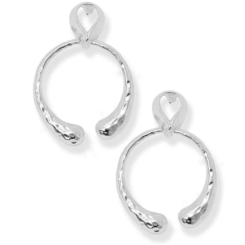 Open circle drop statement earrings