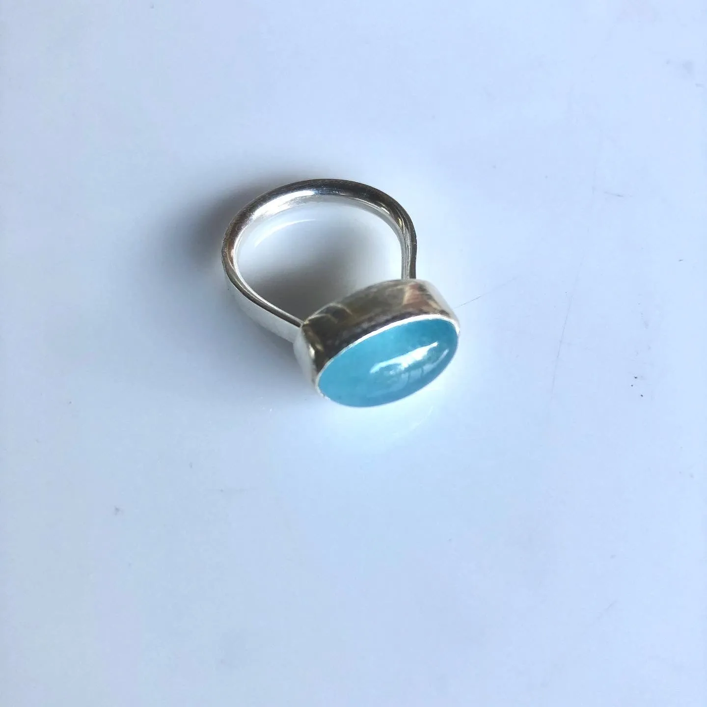 oval top aquamarine ring