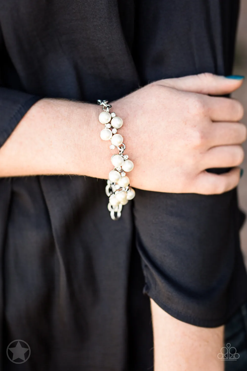 Paparazzi I Do - White Pearls and White Rhinestone Bracelets