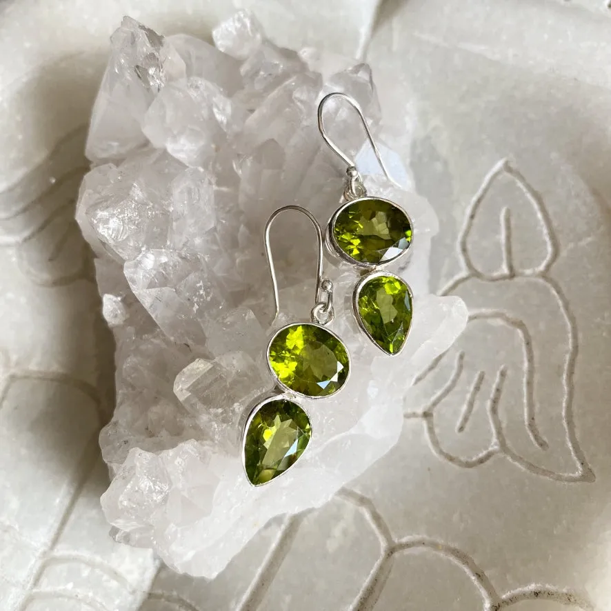 Peridot Drop Earrings - Grace