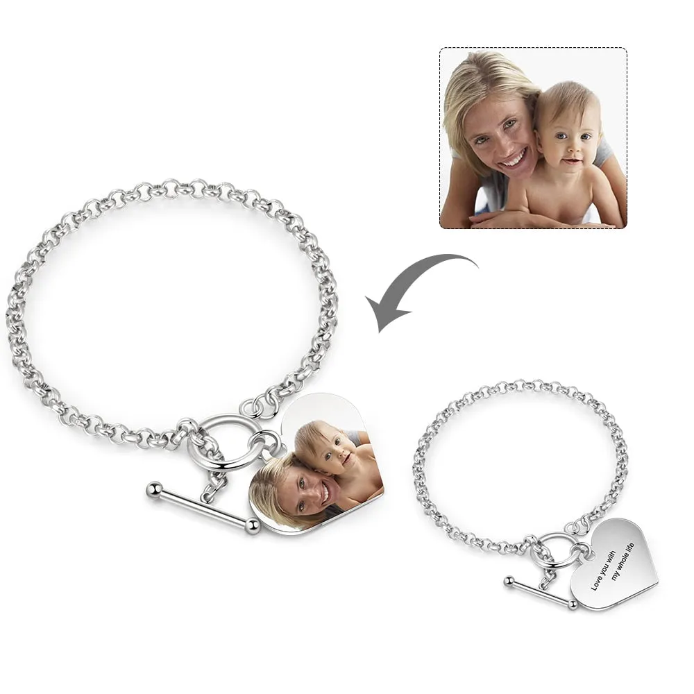 Personalized Custom Photo Engraving Cuff Bracelets For Women