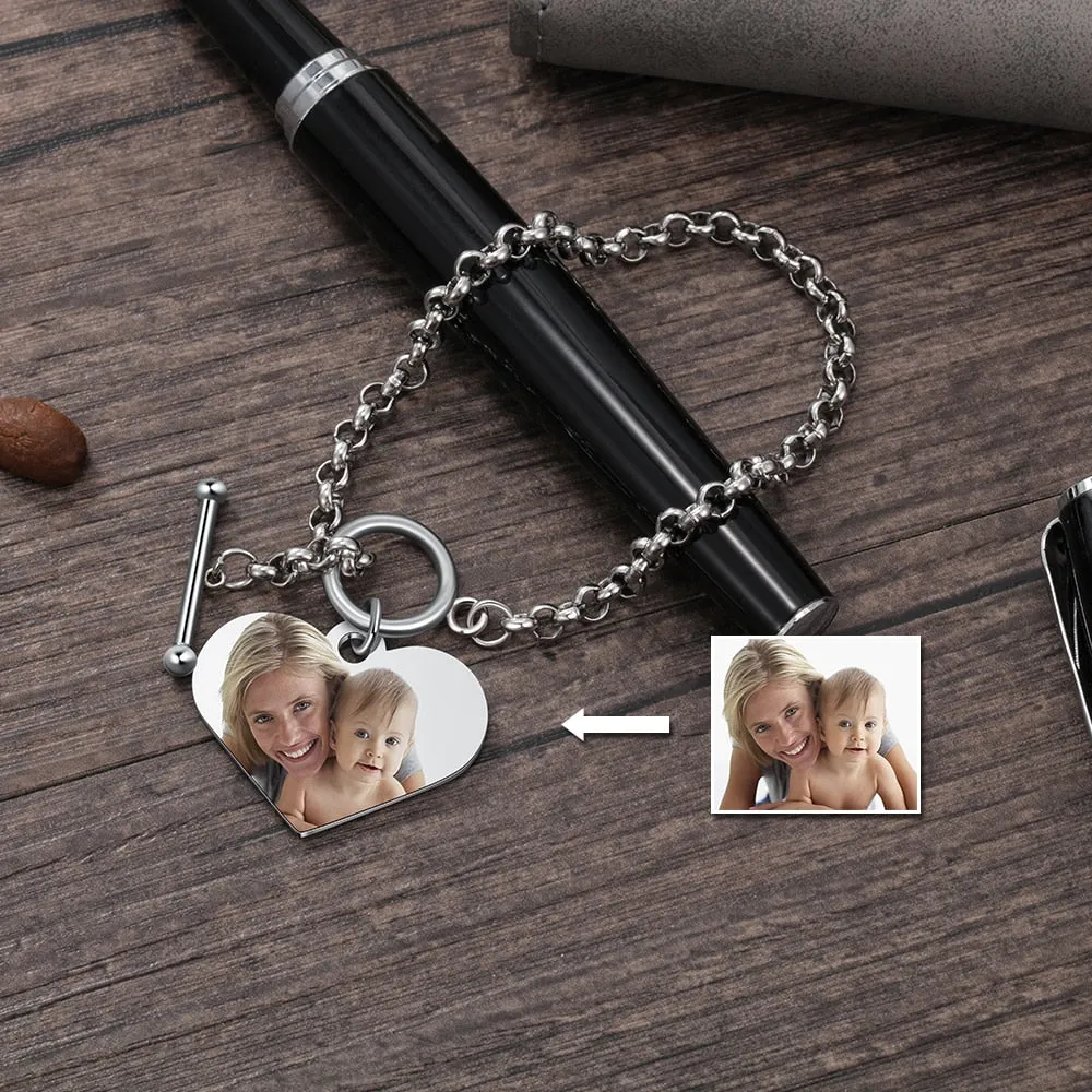 Personalized Custom Photo Engraving Cuff Bracelets For Women