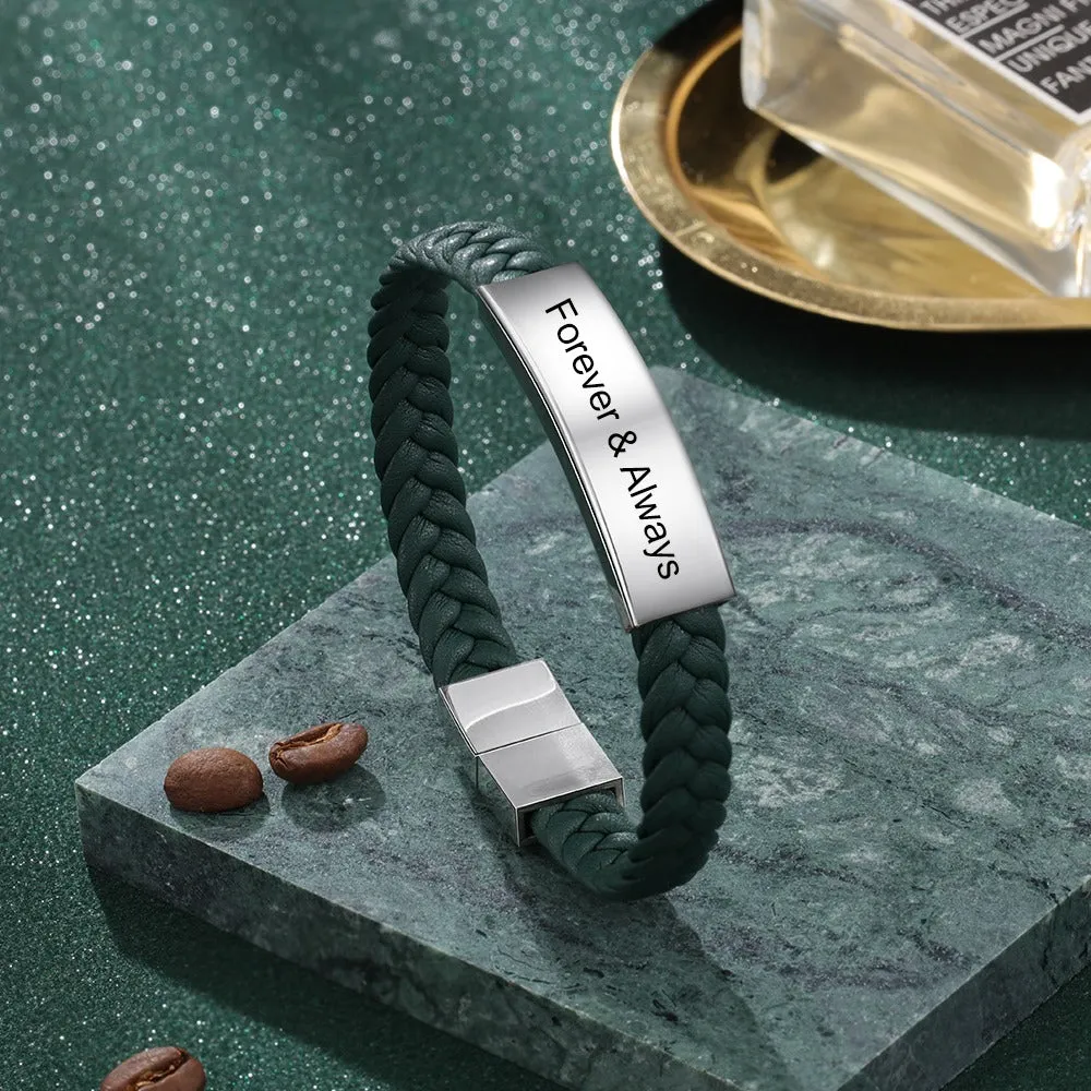 Personalized Engraved Stainless Steel Bar Bracelets For Men