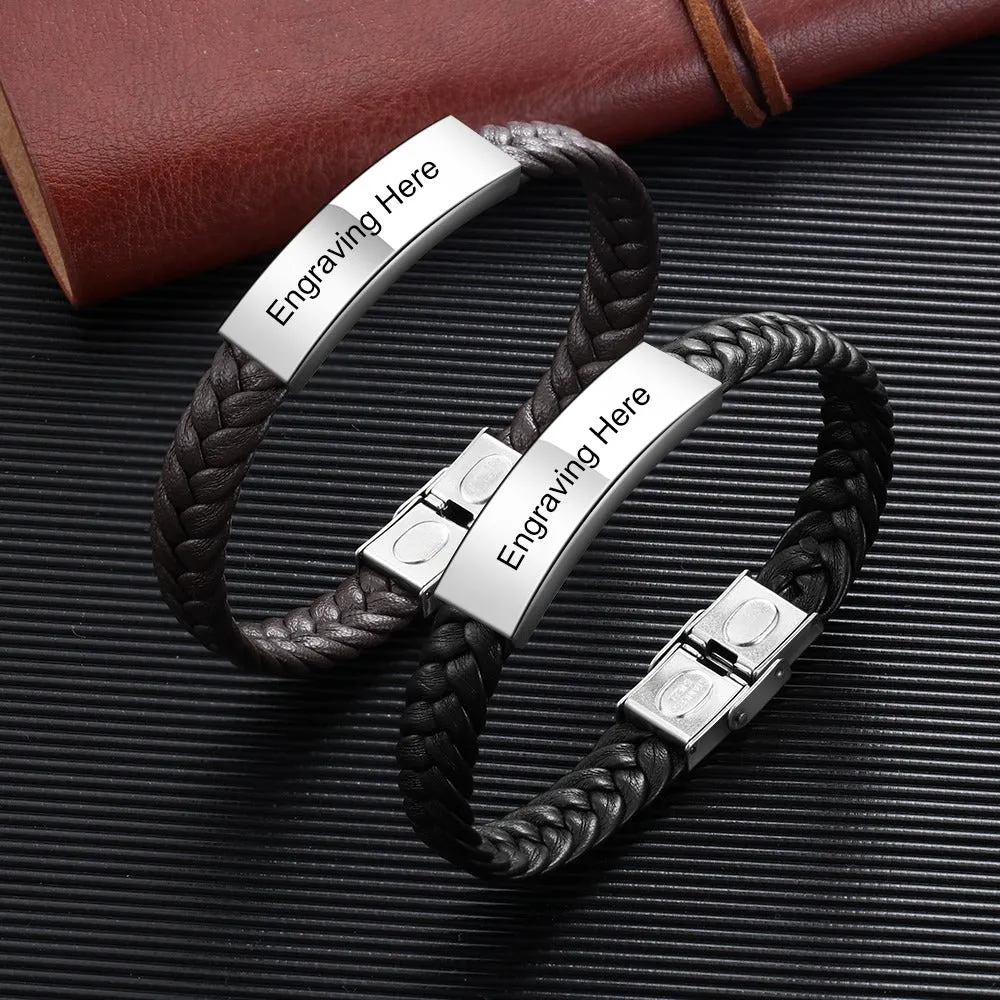 Personalized Engraved Stainless Steel Bar Bracelets For Men