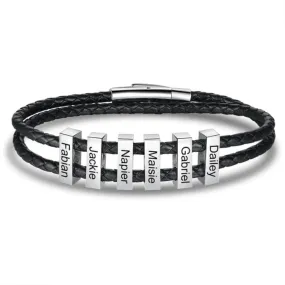 Personalized Engraved Vertical 6 Bar Name Bracelets For Men