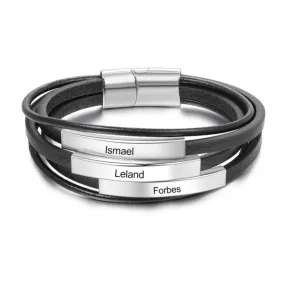 Personalized Free Engraving Name Bar Bracelets For Men