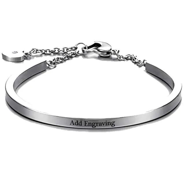 Personalized ID Bangles Personalised Gifts For Women Commemorate Engrave Name Stainless Steel Bracelets & Bangles