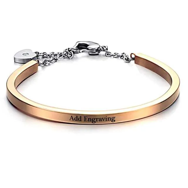 Personalized ID Bangles Personalised Gifts For Women Commemorate Engrave Name Stainless Steel Bracelets & Bangles