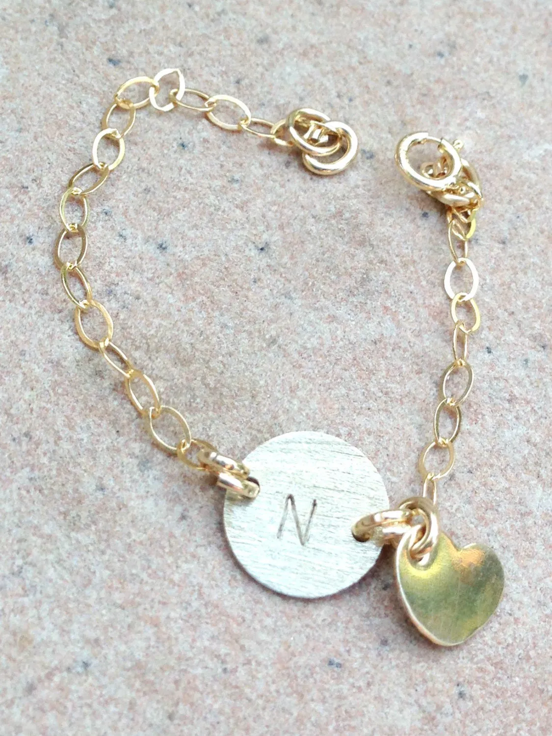 Personalized Initial Bracelet, Baby Bracelet, Mother Daughter Bracelets, Gold Bracelet, natashaloha