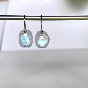 Petite free form rainbow moonstone earrings