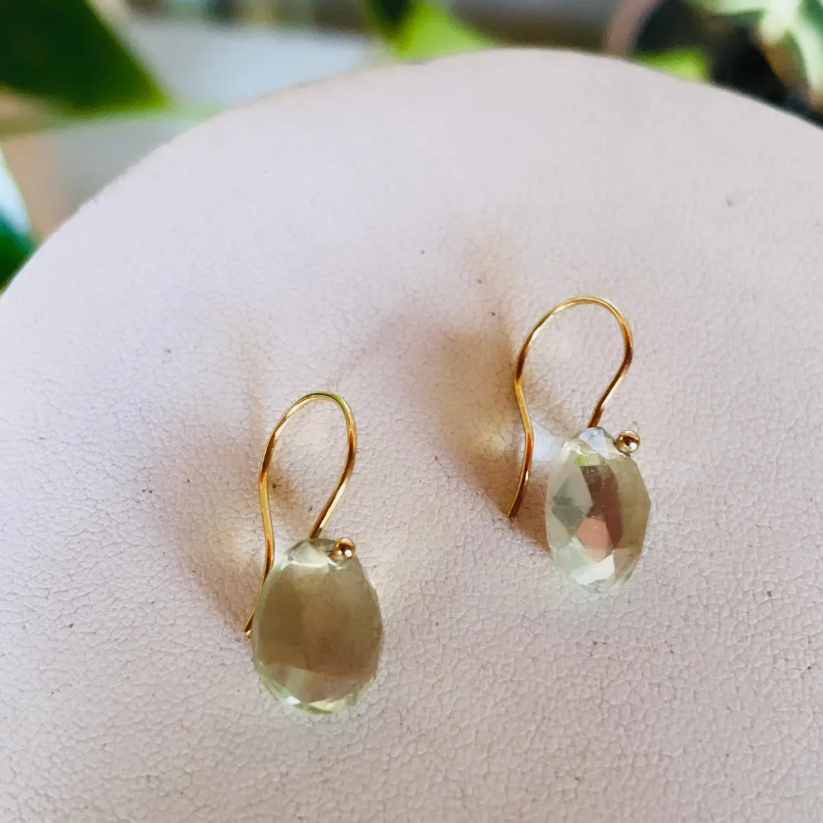 Petite green amethyst earrings