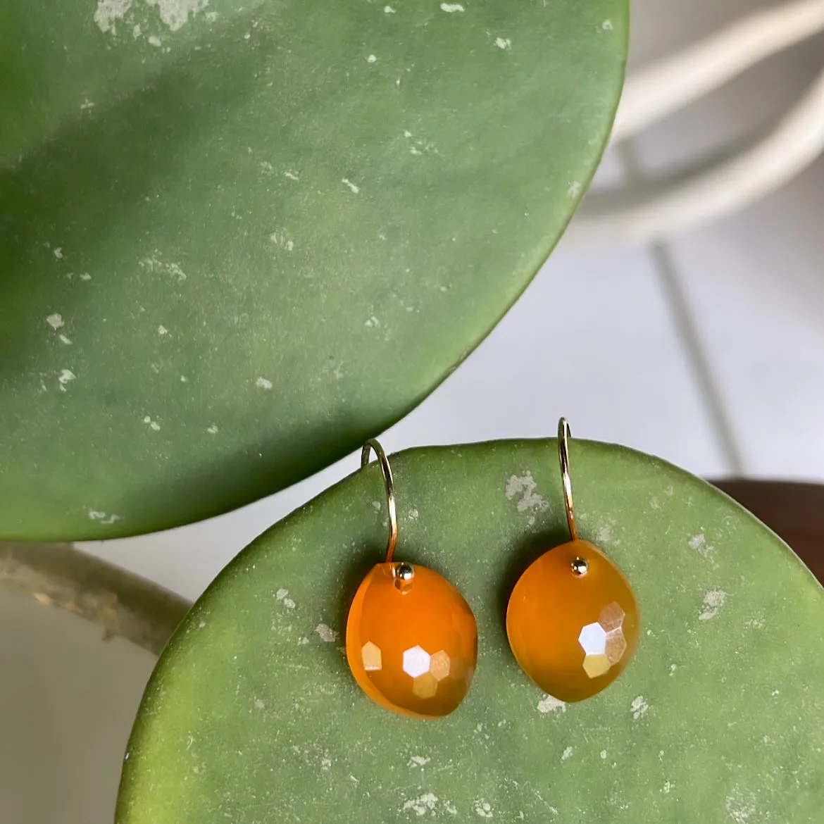 Petite honeycomb carnelian earrings