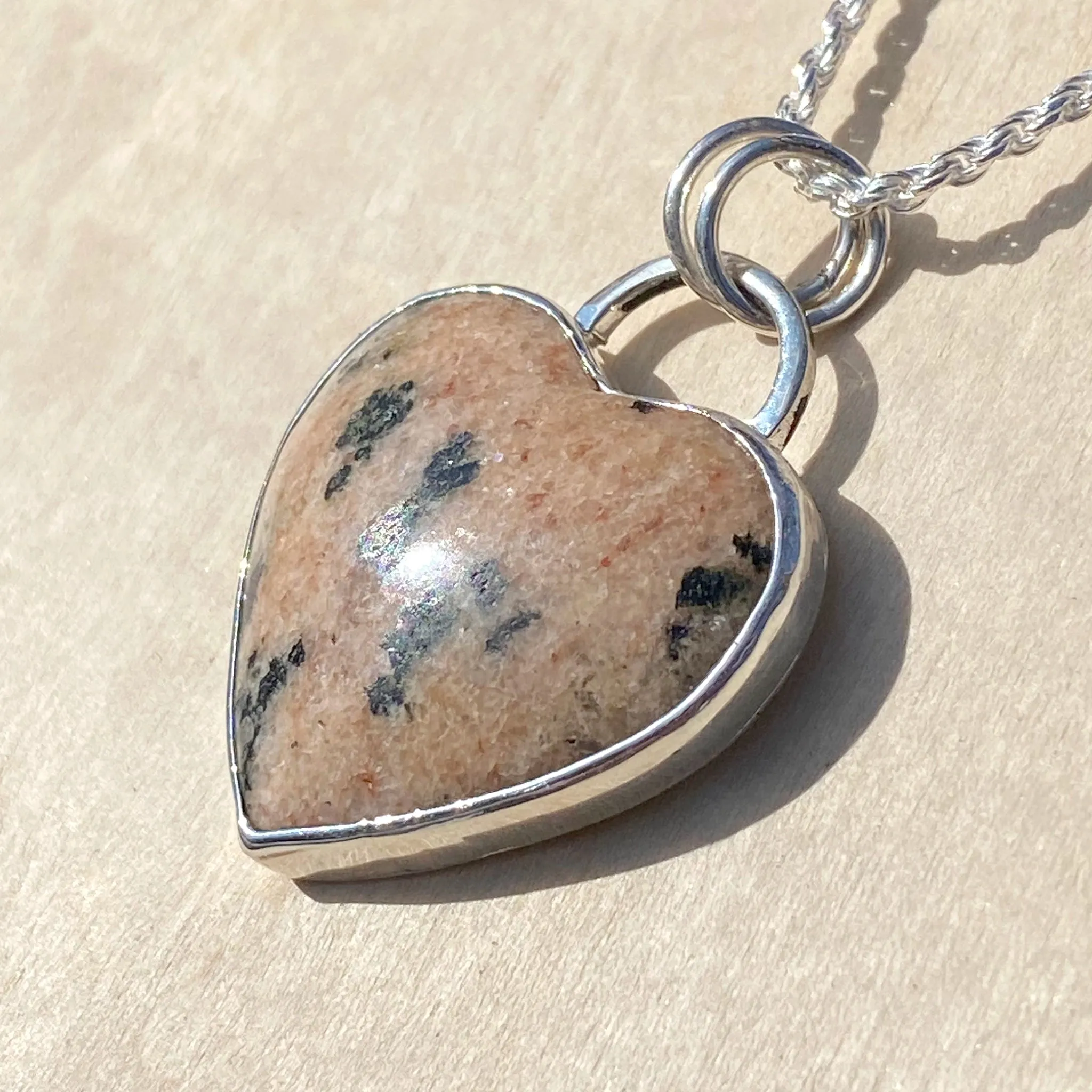 Quartzite Heart Pendant Necklace