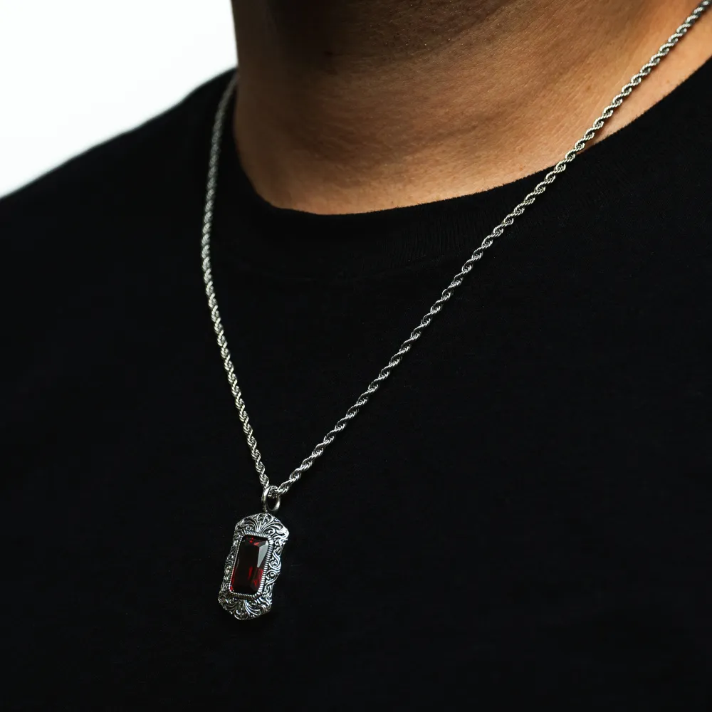 Red & Silver Diamond Pendant