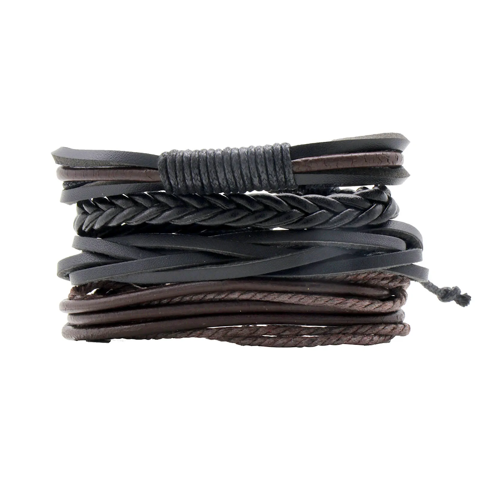 Ryan Black & Tan Set of 4 Men's Bracelets