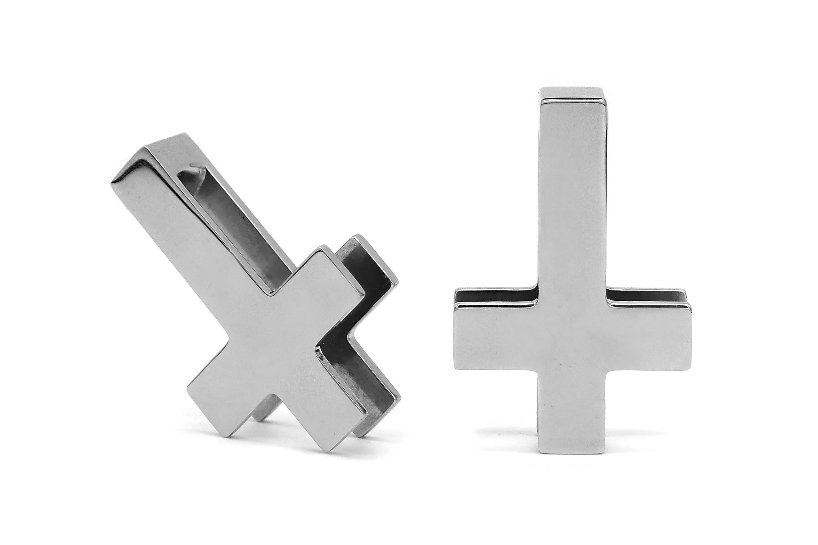 Silver Inverted Cross Ear Weights