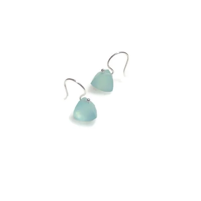 Simple Pyramids with aqua chalcedony earrings