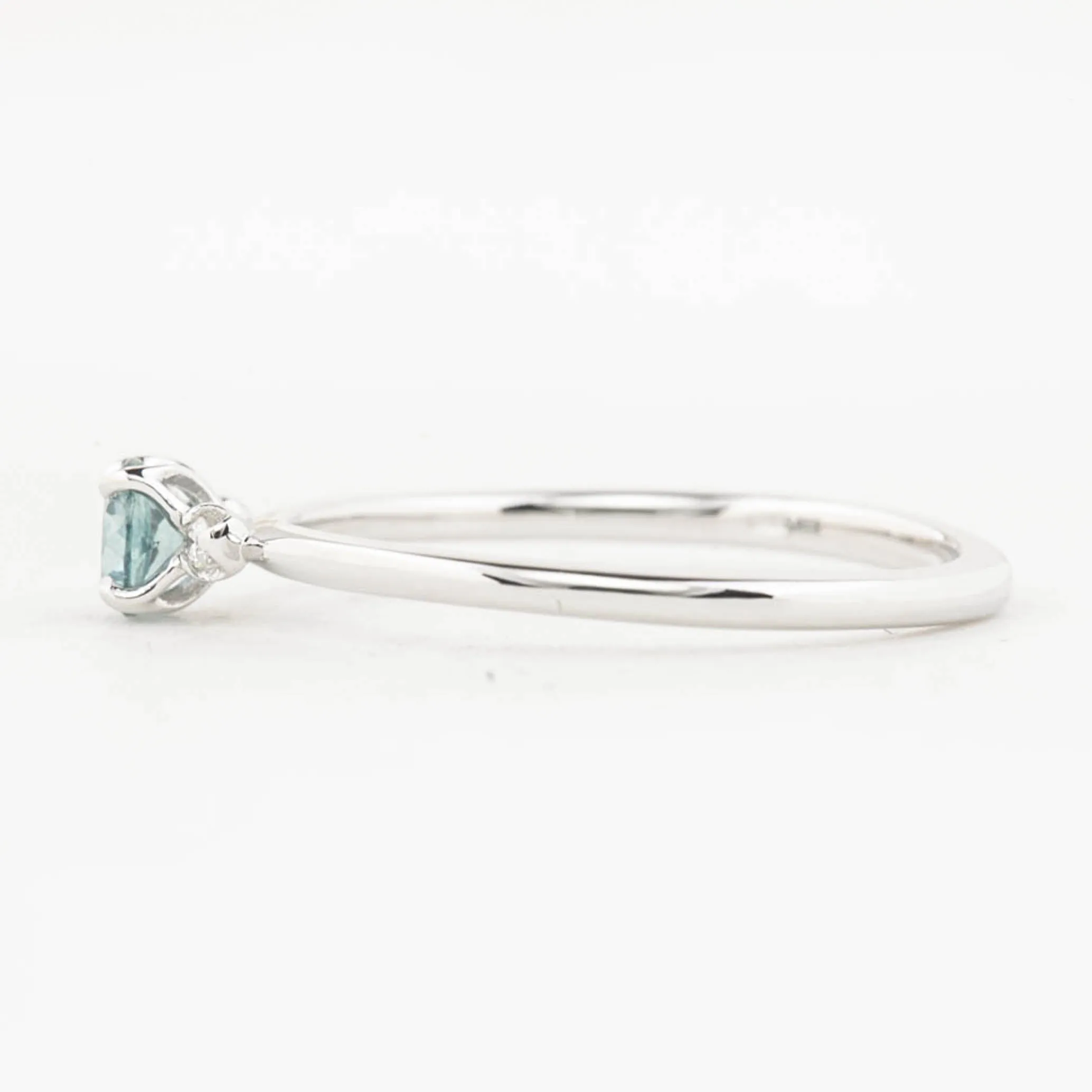 Sofia Ring 4mm 0.30ct Light Blue Round Montana Sapphire, 14K White Gold