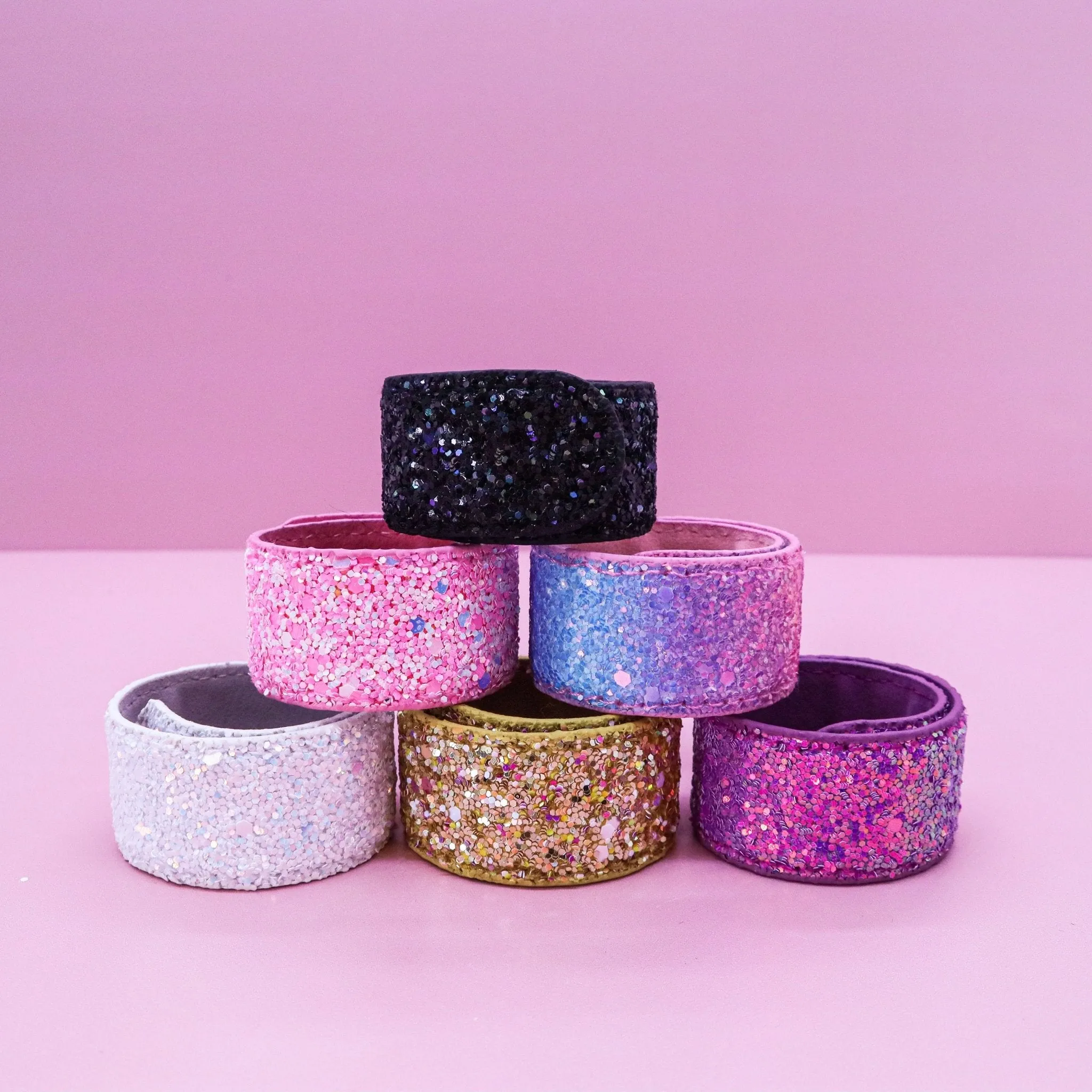 Sparkly Glitter Slap Bracelets - 6 Pack