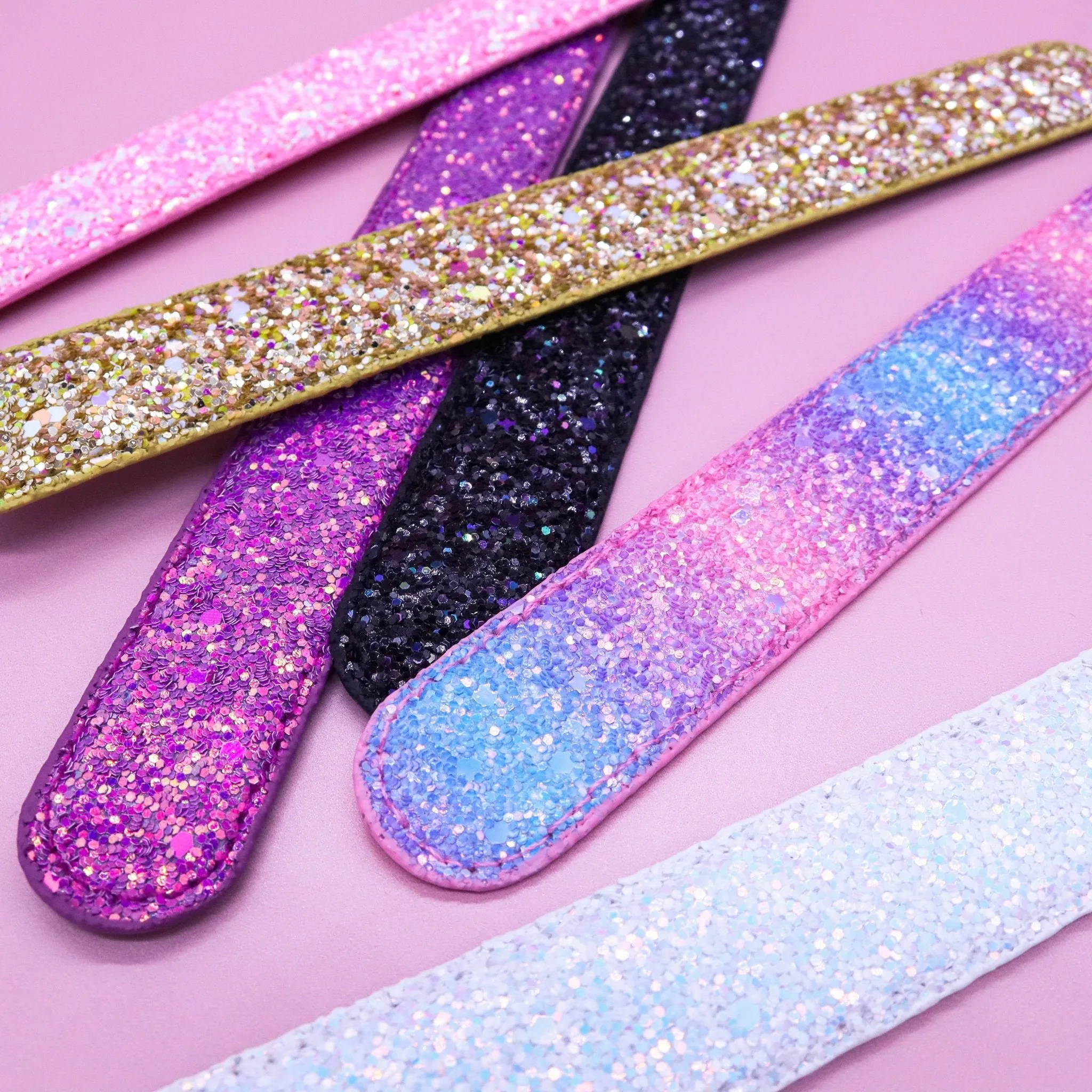 Sparkly Glitter Slap Bracelets - 6 Pack