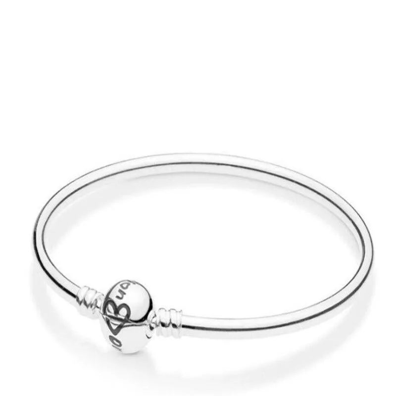 Sterling Silver Heart Round Clasp Chain Bracelets