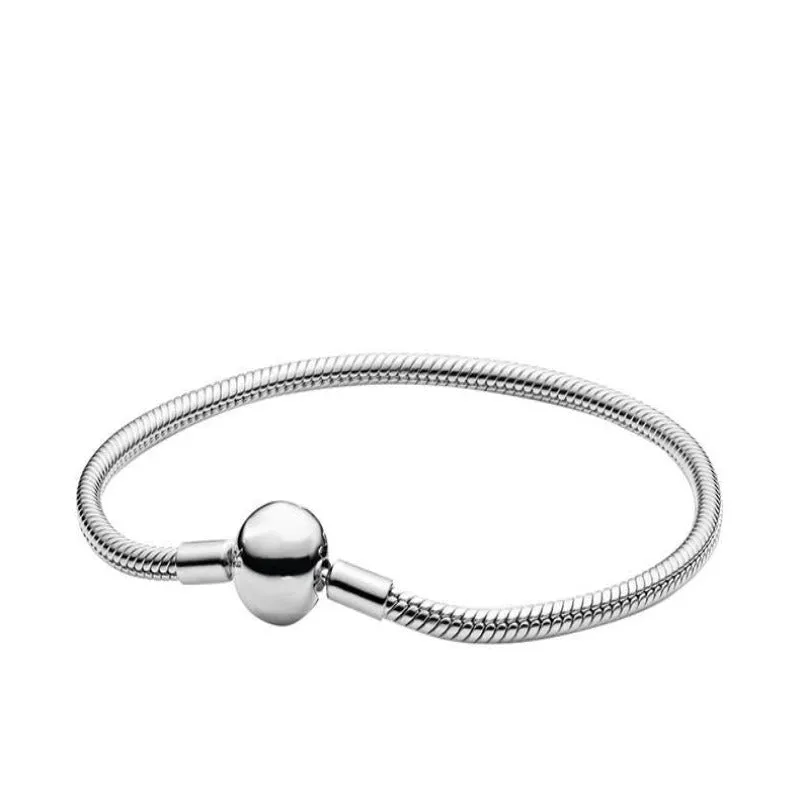 Sterling Silver Heart Round Clasp Chain Bracelets