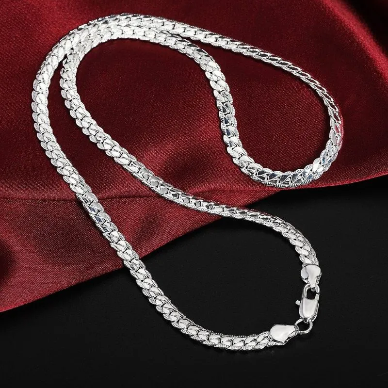 Sterling Silver Retro 6mm Flat Unisex Chain Bracelets