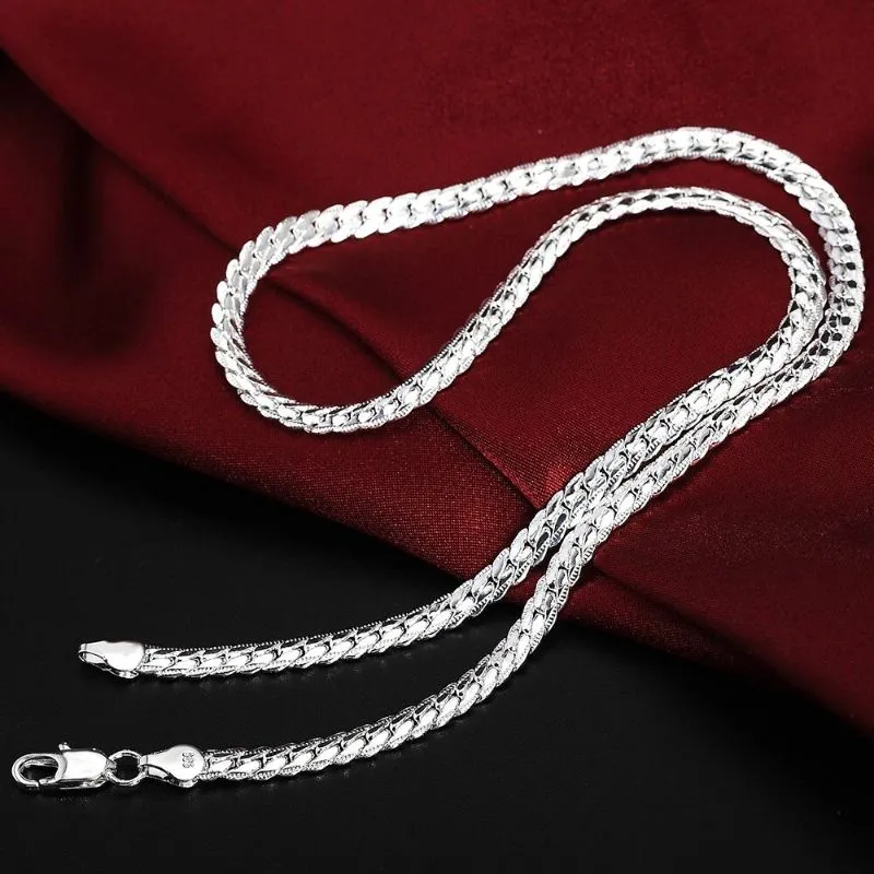 Sterling Silver Retro 6mm Flat Unisex Chain Bracelets