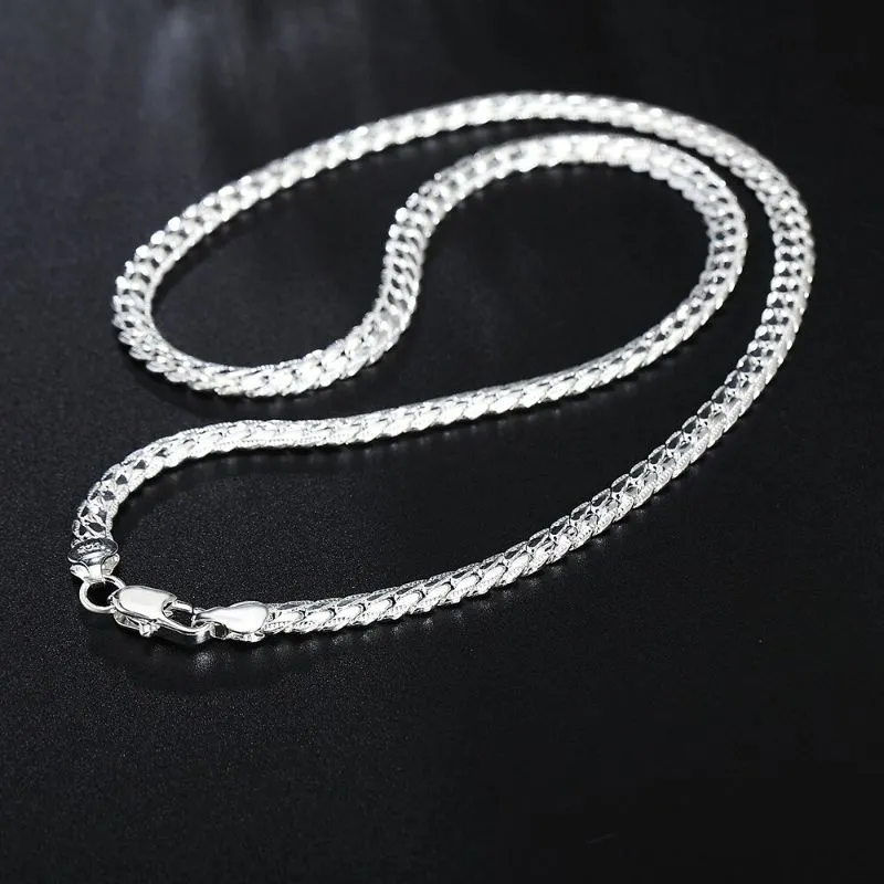 Sterling Silver Retro 6mm Flat Unisex Chain Bracelets