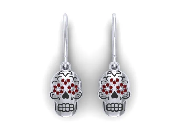 Sugar Heart Skulls Drop Earrings