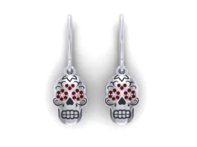 Sugar Heart Skulls Drop Earrings