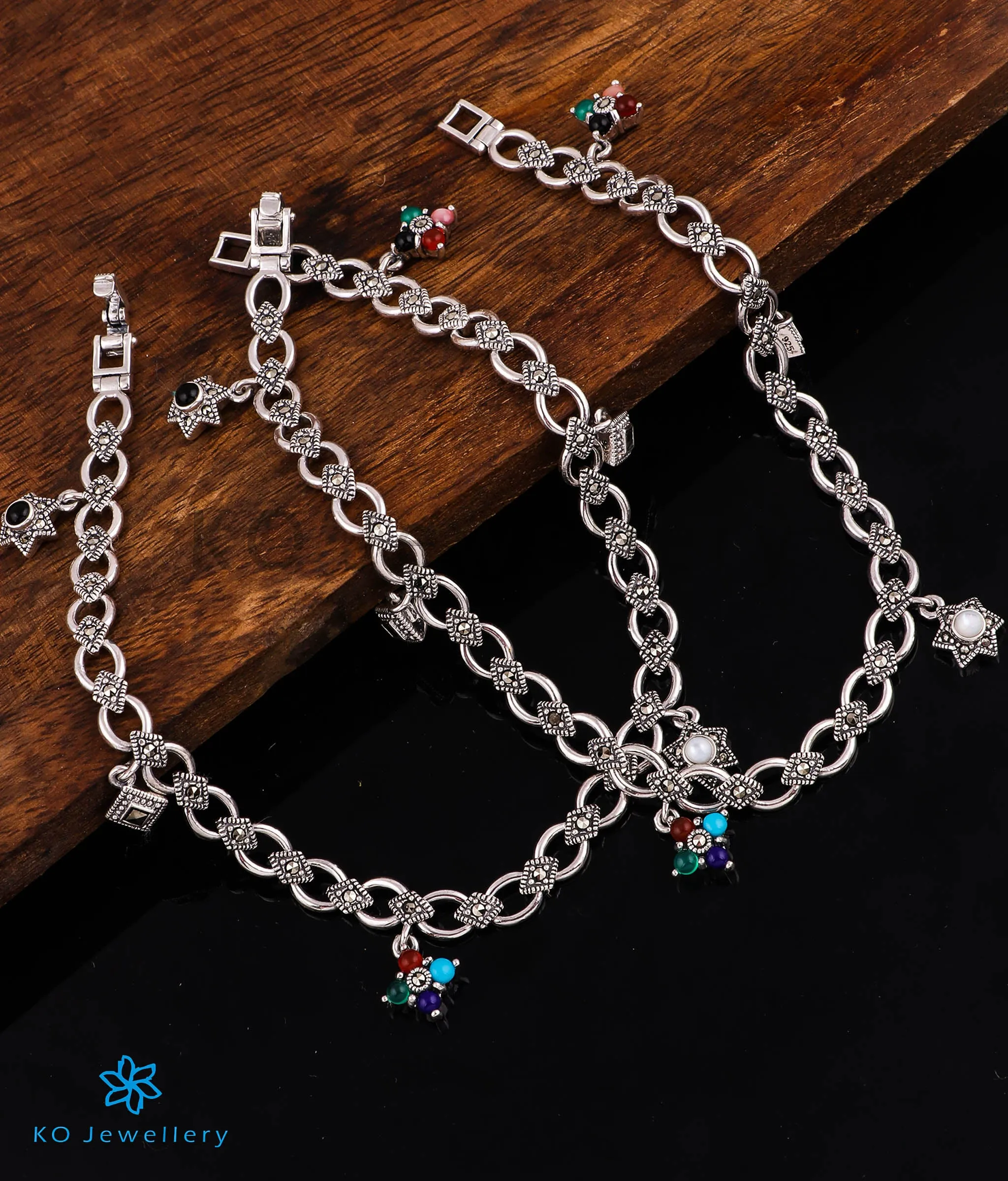 The Starry Charms Silver Marcasite Anklets