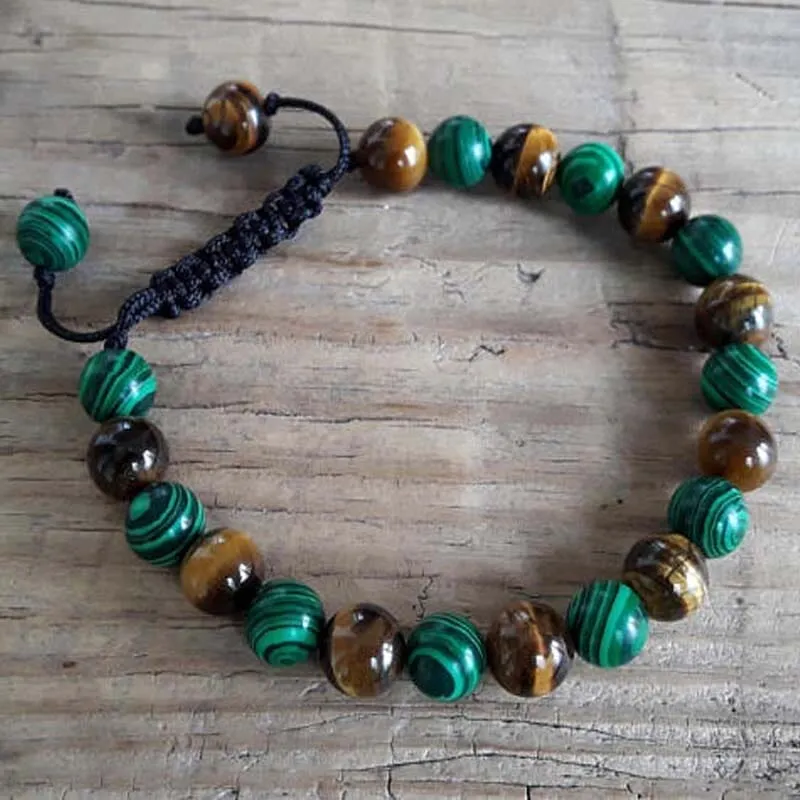 Tiger Eye and Malachite Good Fortune Bracelets