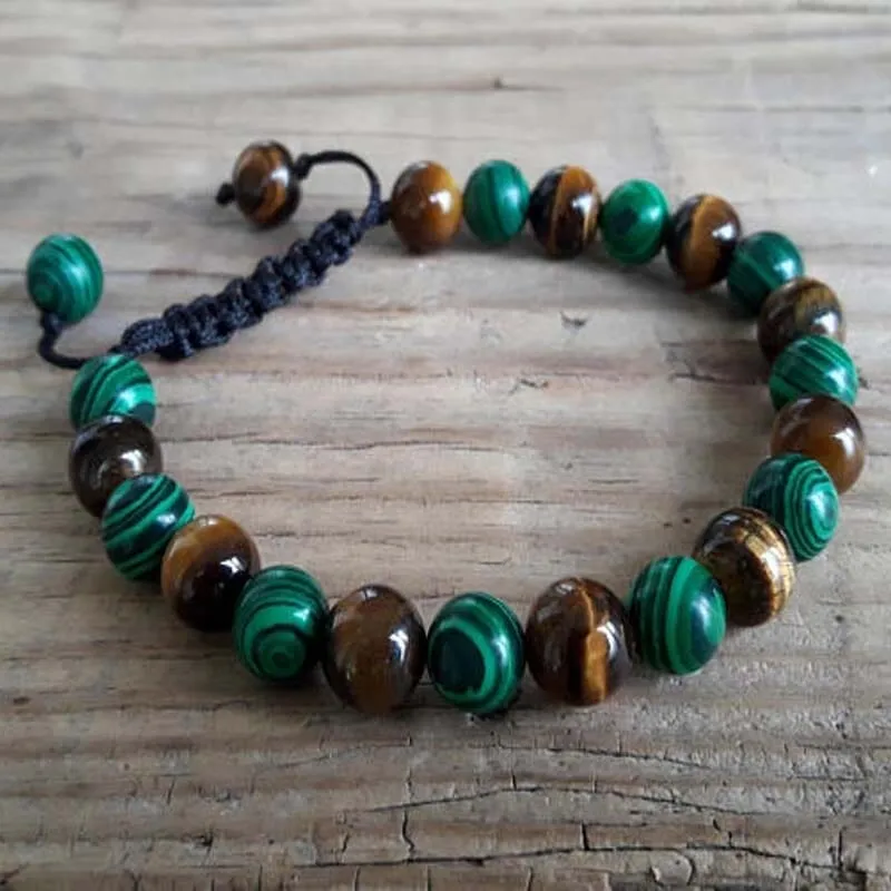 Tiger Eye and Malachite Good Fortune Bracelets