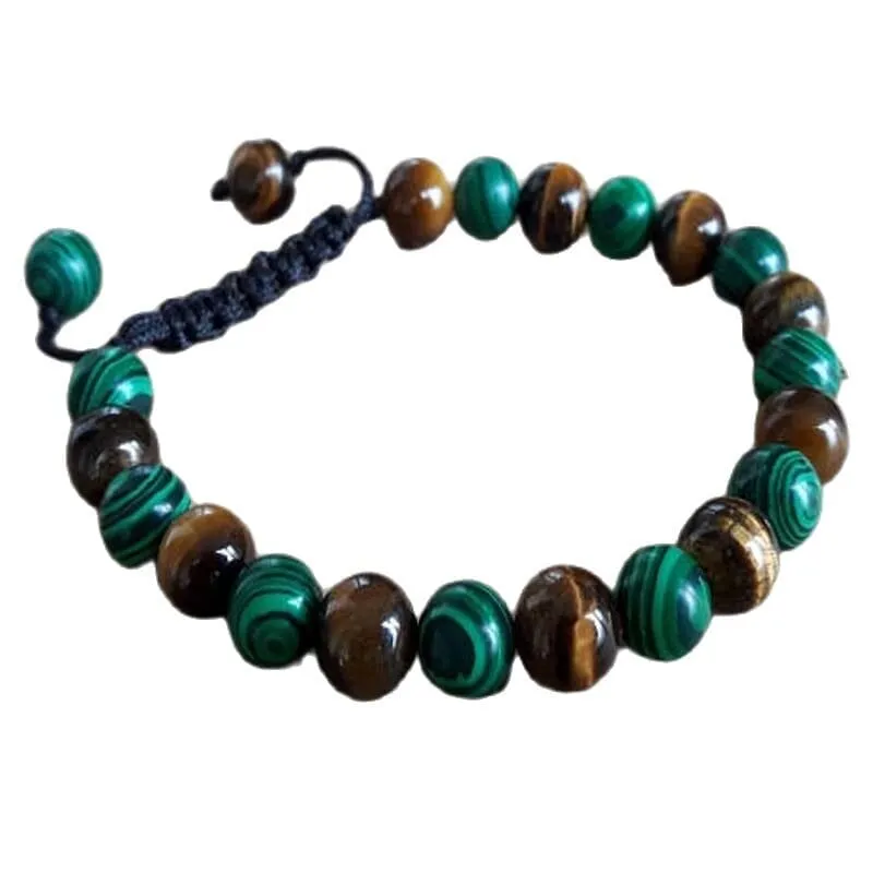 Tiger Eye and Malachite Good Fortune Bracelets