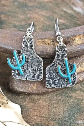 Turquoise Az cattle ear tag EARRINGS